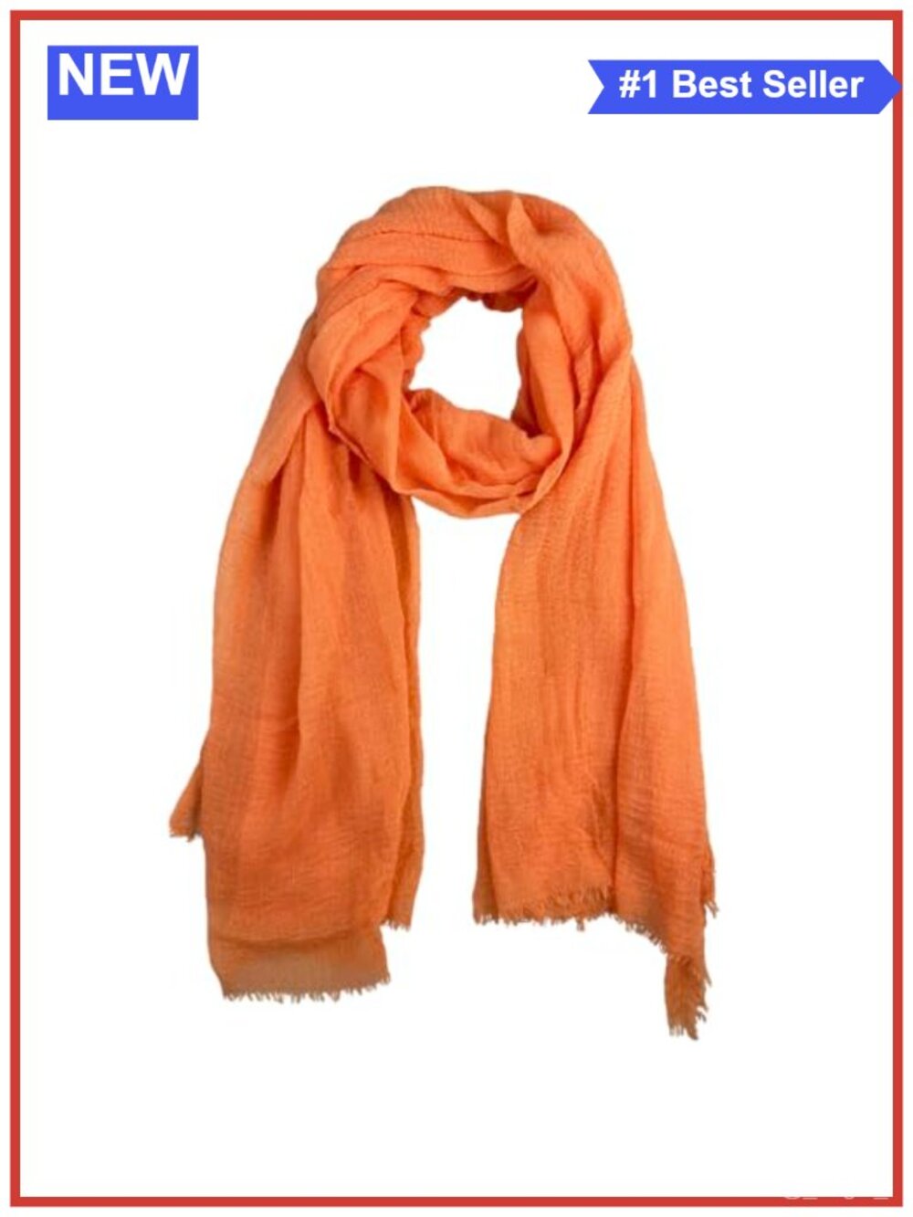 Cotton Blend Crinkle Soft Scarf with Fringed Edges Oversized Shawl 70x35